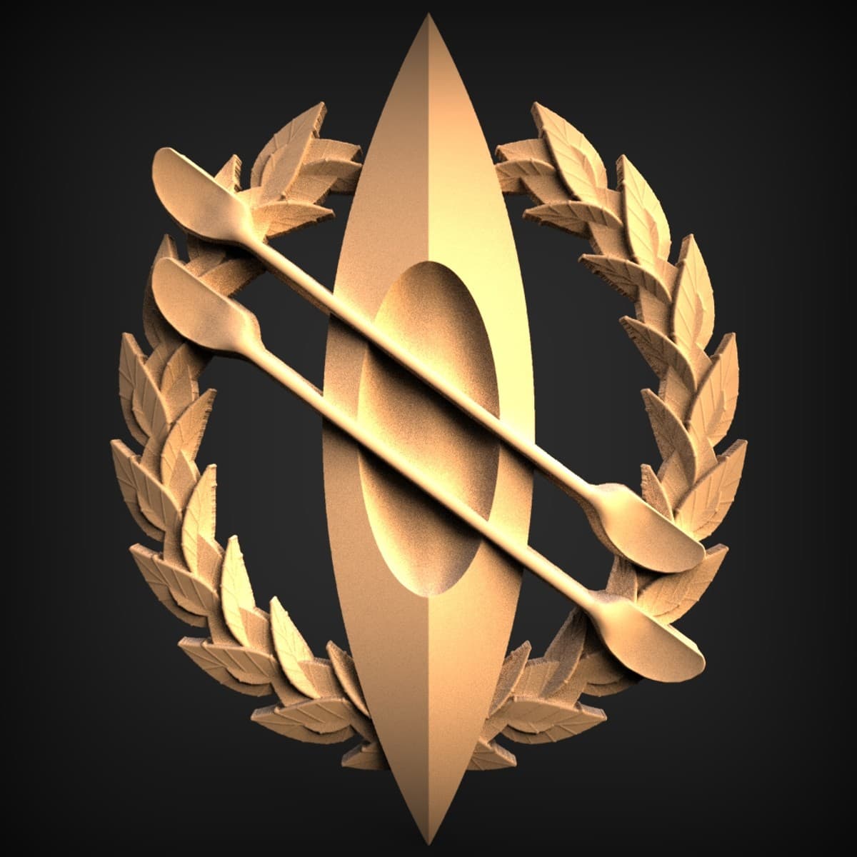 Kayak and Crossed Paddles Emblem