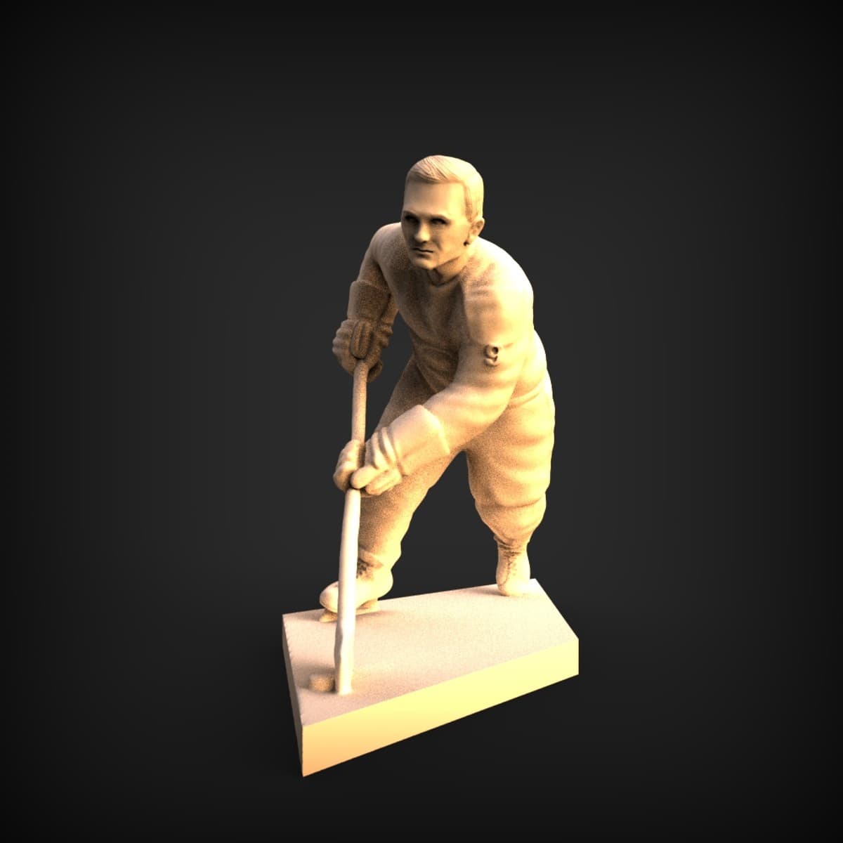 Crouching Ice Hockey Player Statue