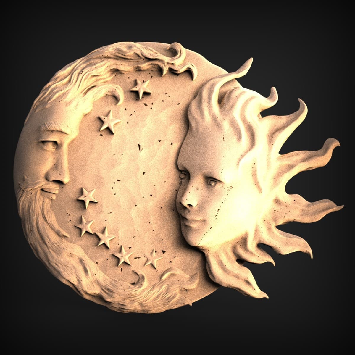 Celestial Sun And Moon Relief