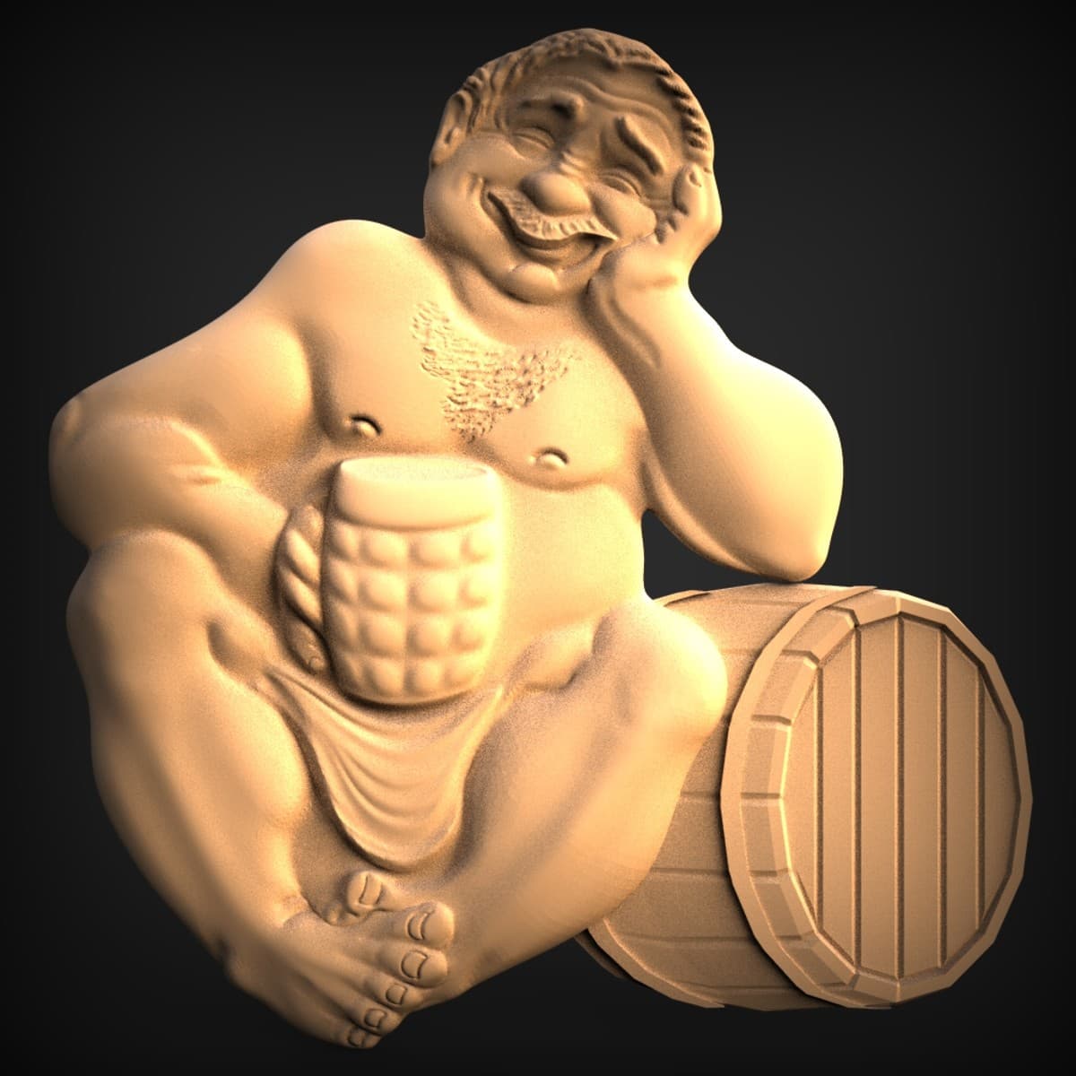 Jolly Ale-Drinker Barrel Relief