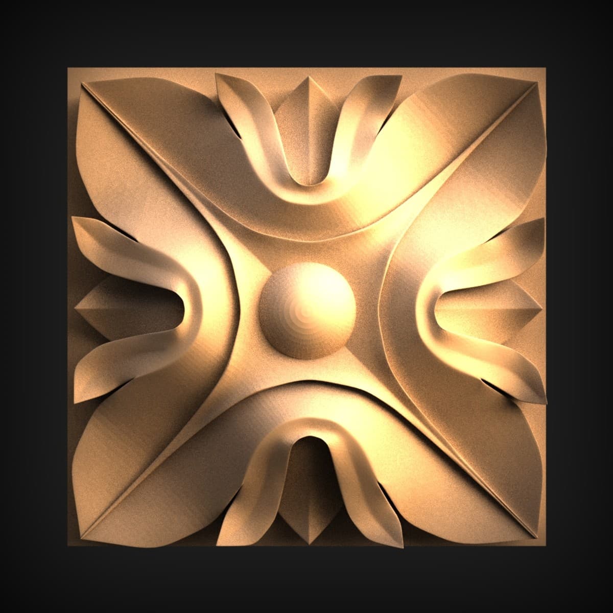 Four-Petal Square Rosette Block