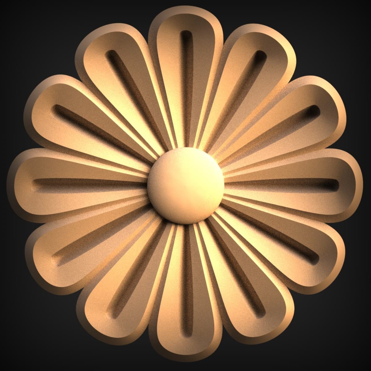 Twelve-Petal Domed Rosette Medallion
