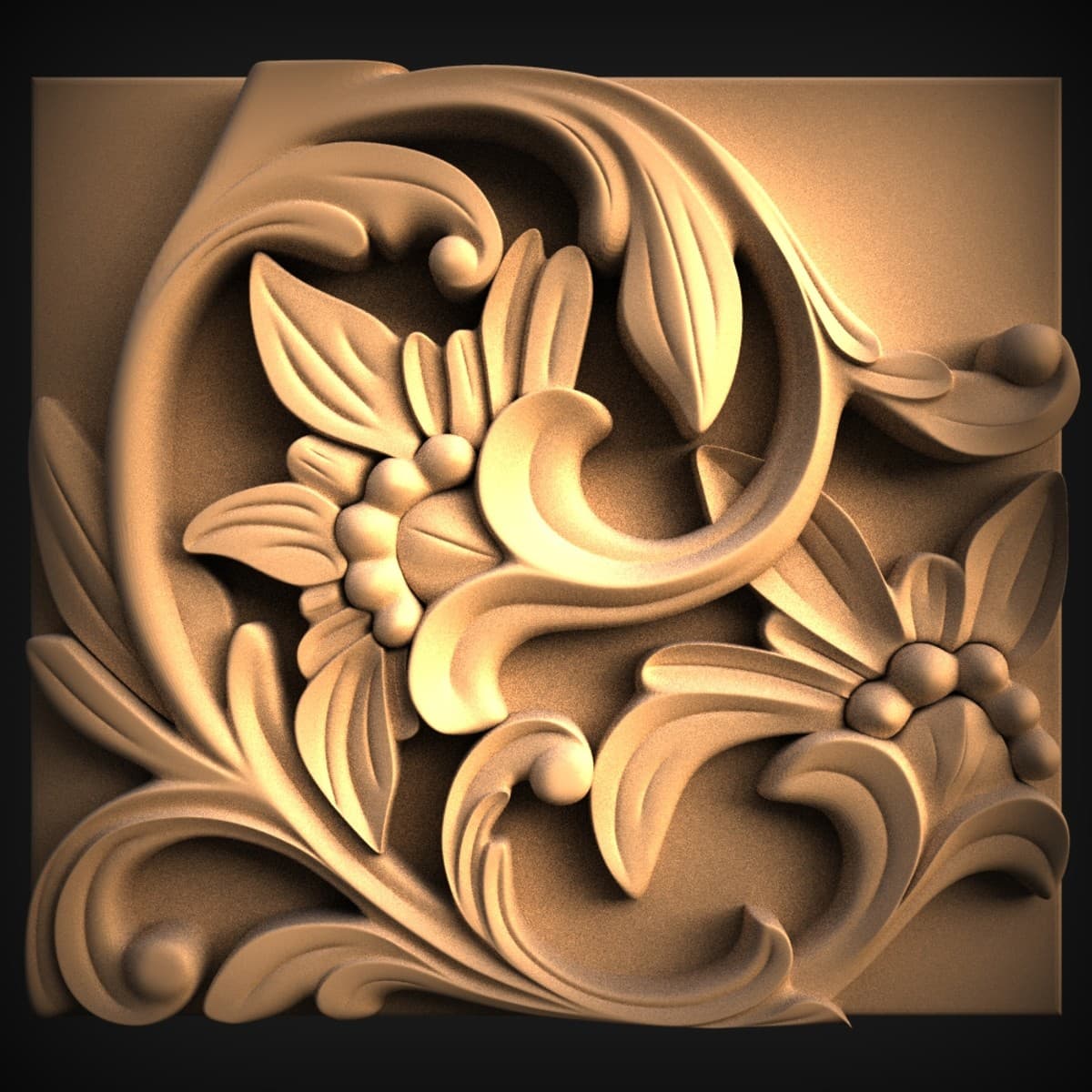 Baroque Acanthus Blossom Relief Panel