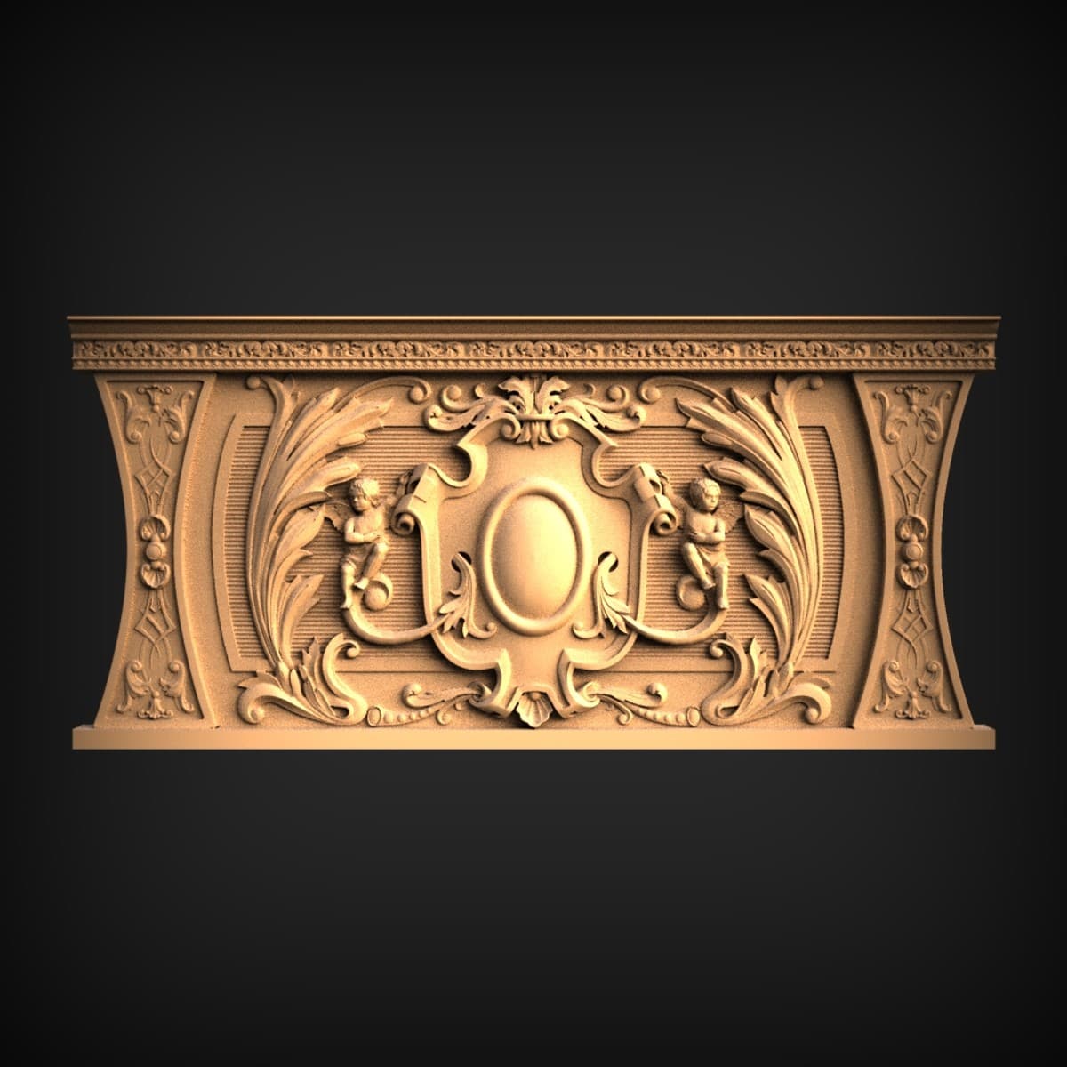 Twin-Cherub Oval Cartouche Panel