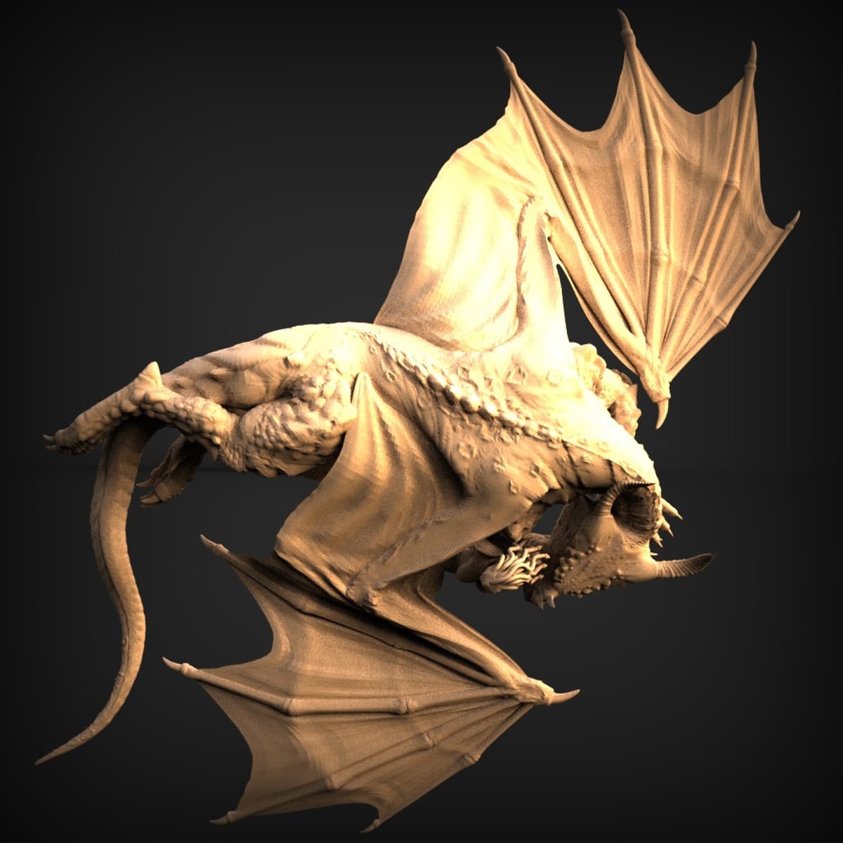 Winged Horned Dragon Sculpture