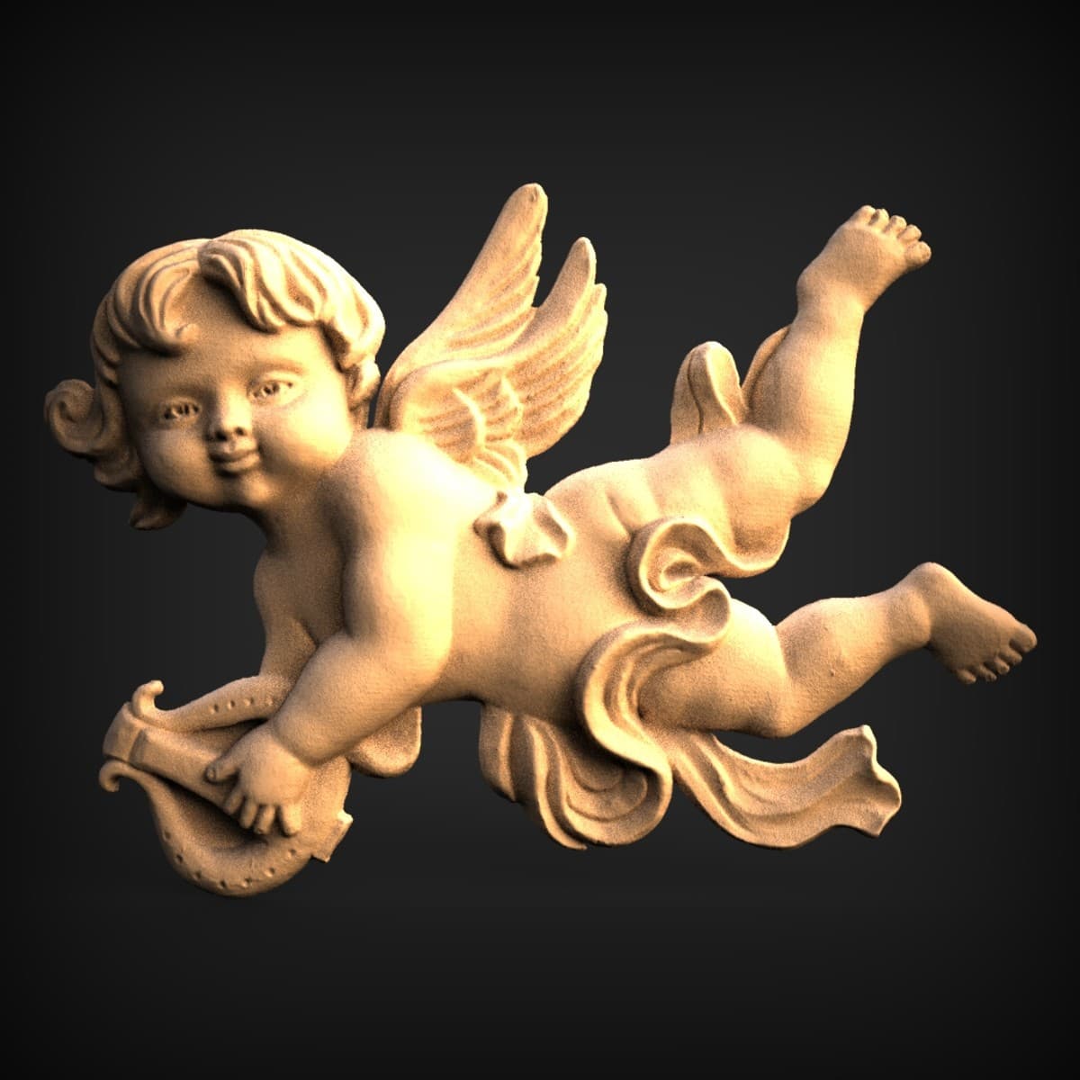 Flying Winged Cherub Relief