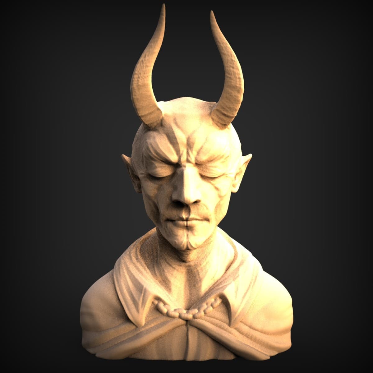 Horned Demon Monk Bust