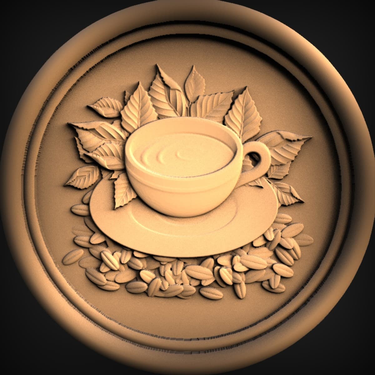 Coffee Cup and Beans Medallion