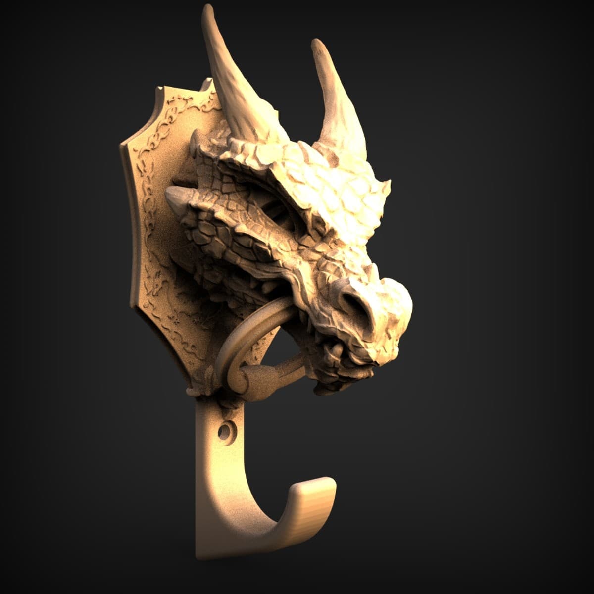 Horned Dragon Head Wall Hook