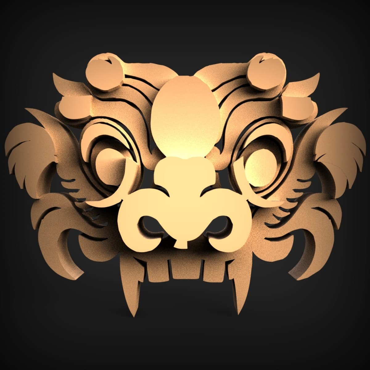 Temple Guardian Beast Wall Relief