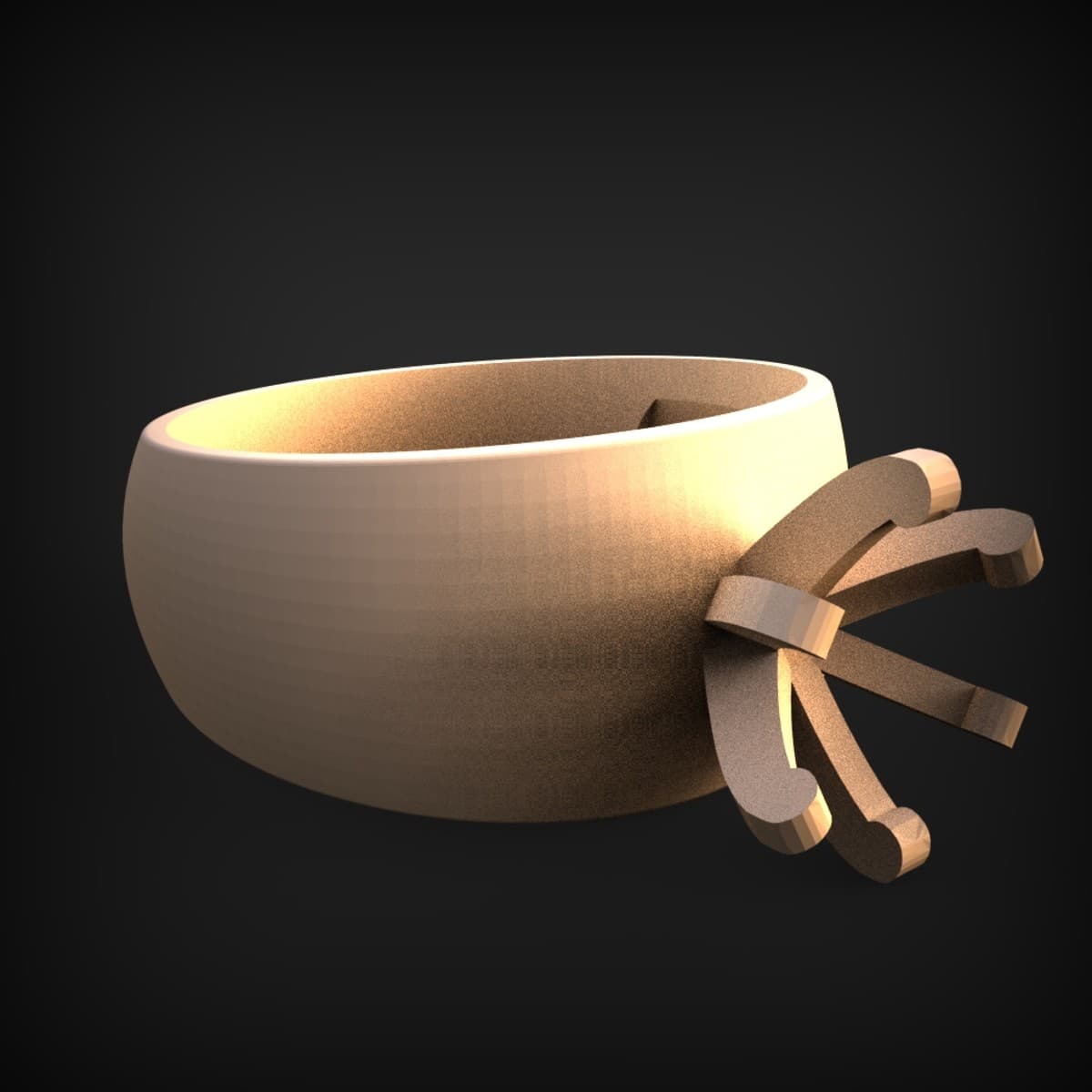 Rounded Bowl With Sunburst Bracket