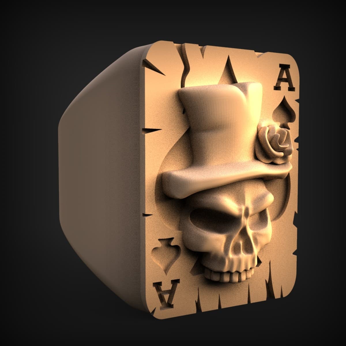 Ace Of Spades Skull Ring