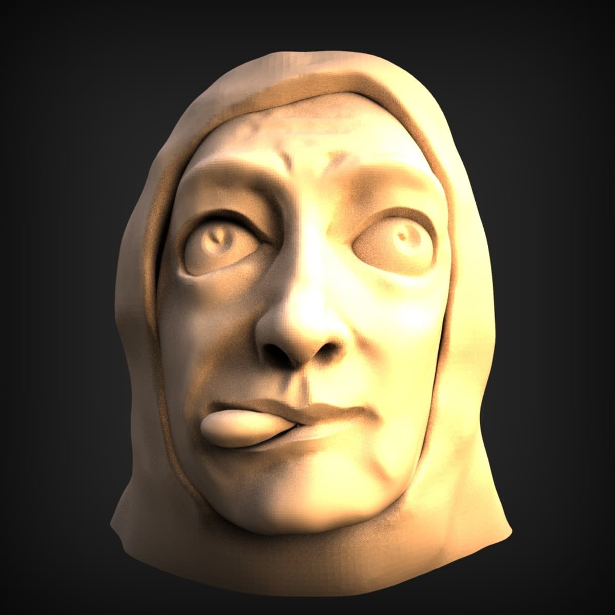 Hooded Monk Face Carving