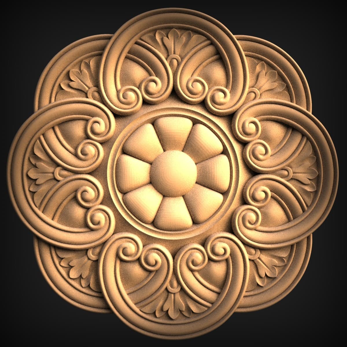 Scrolled Acanthus Rosette Medallion