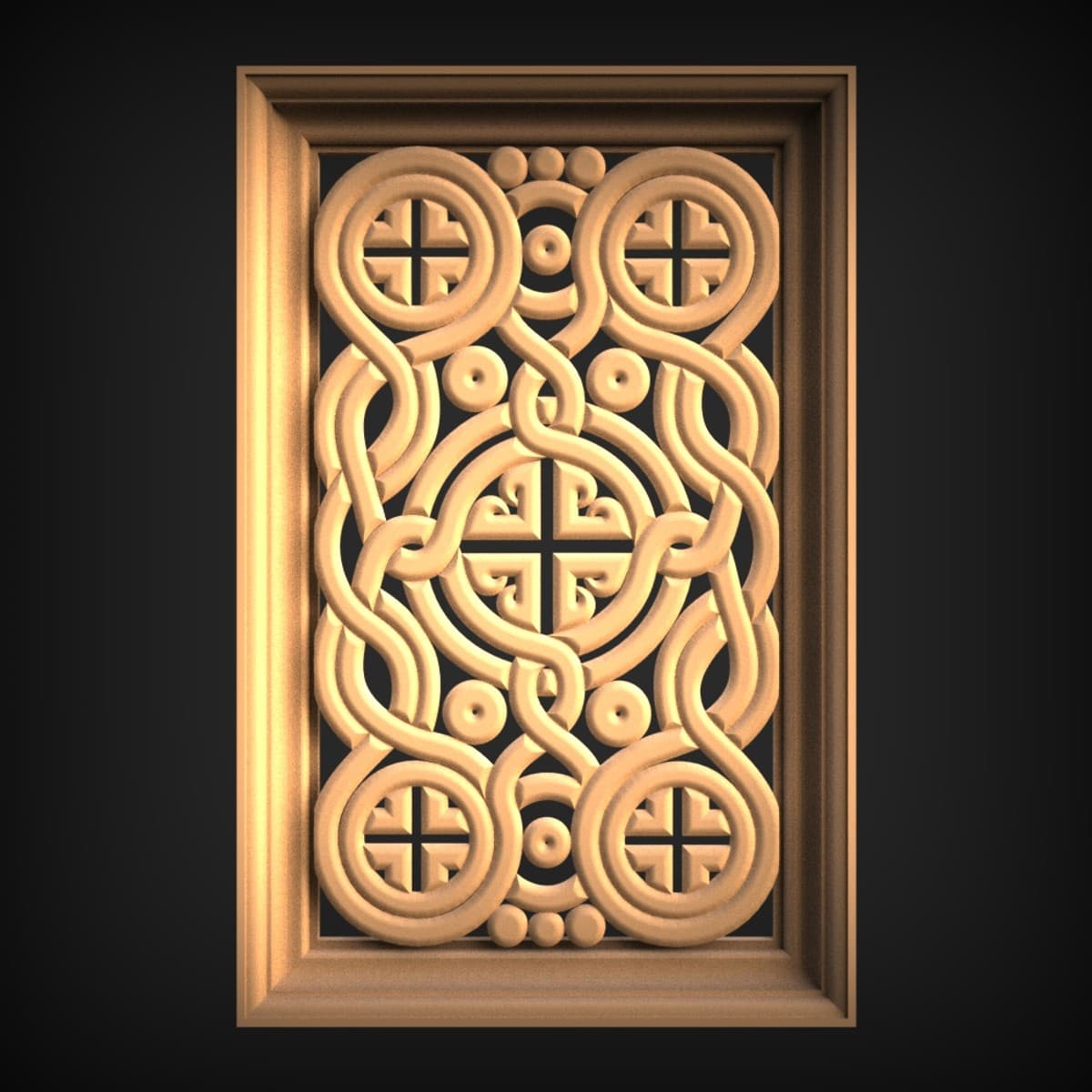 Woven Strapwork Cross Medallion Panel