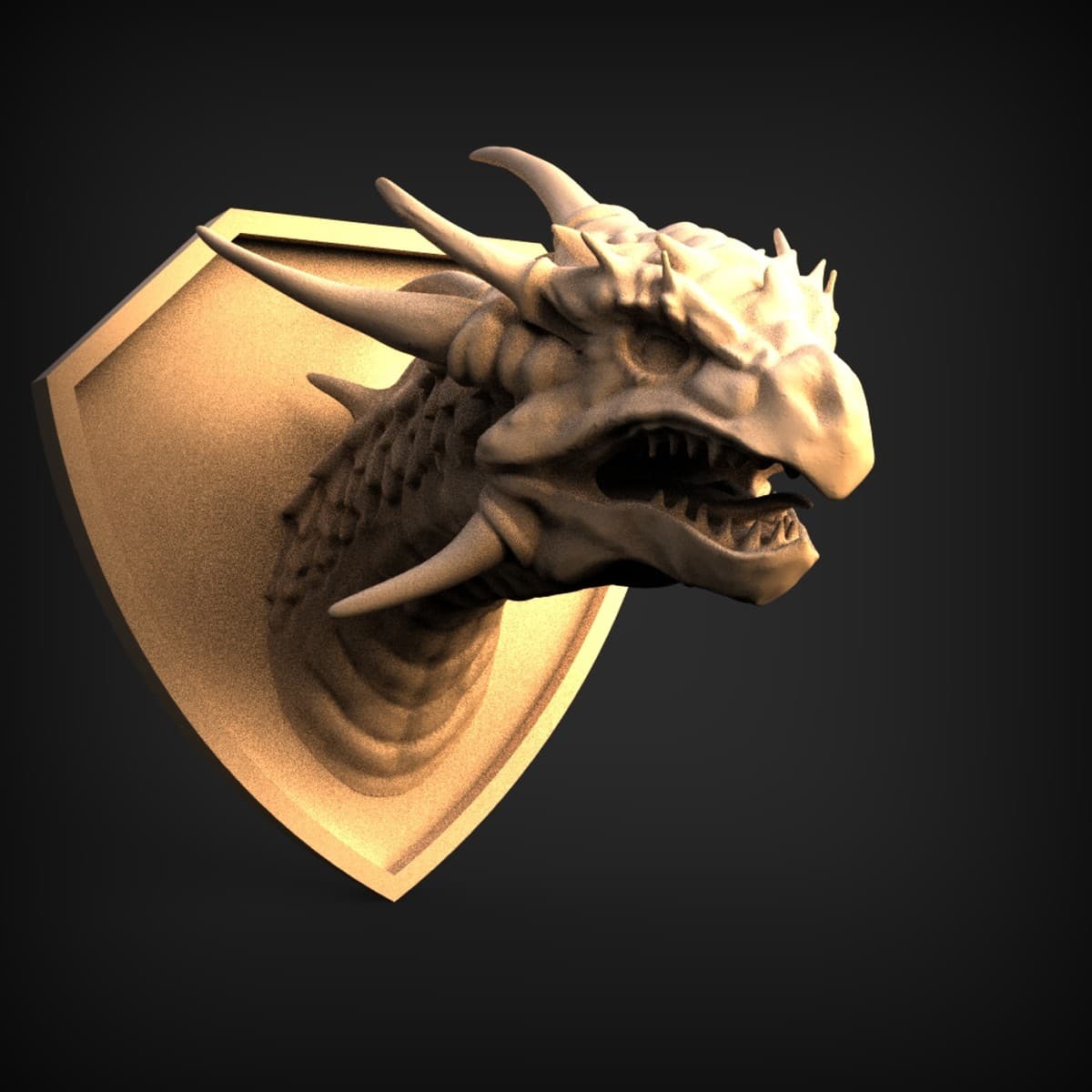 Horned Dragon Head Shield Mount