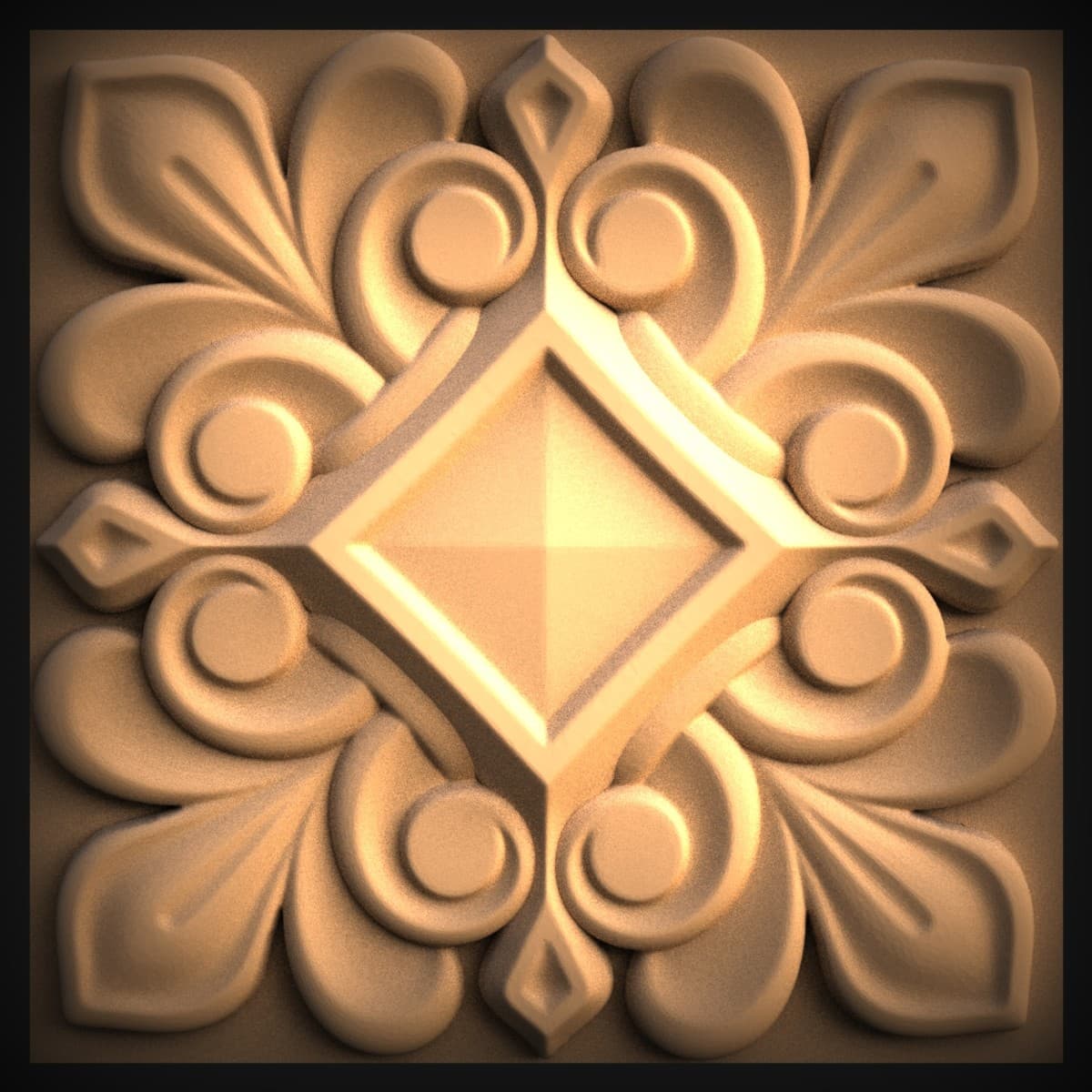 Diamond-Centre Palmette Rosette Tile