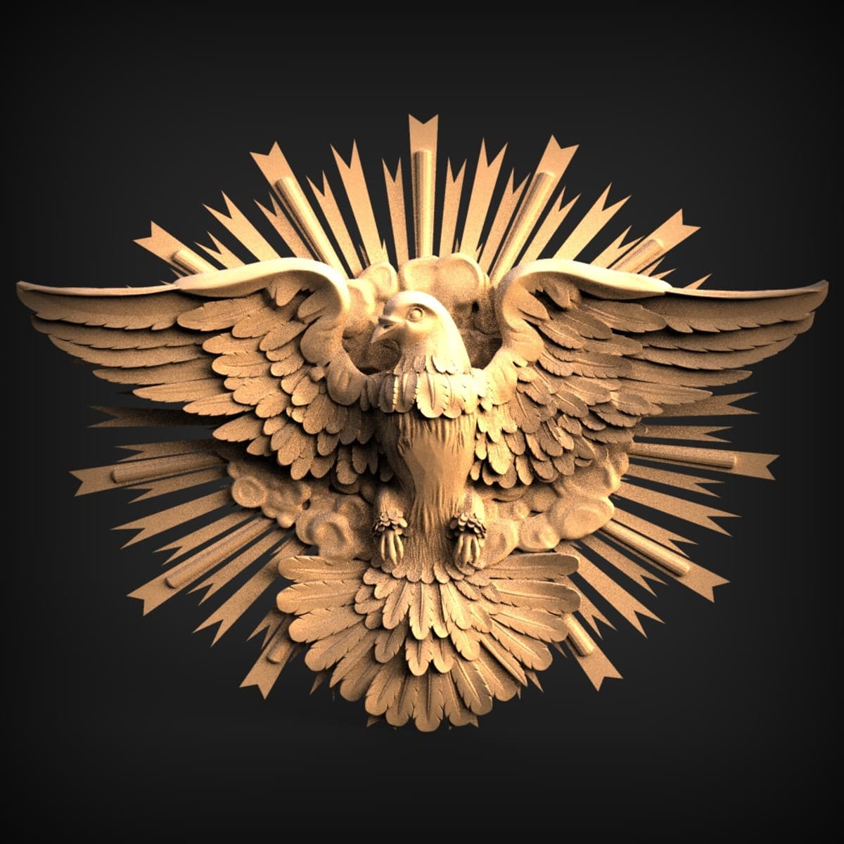 Winged Eagle Sunburst Wall Relief