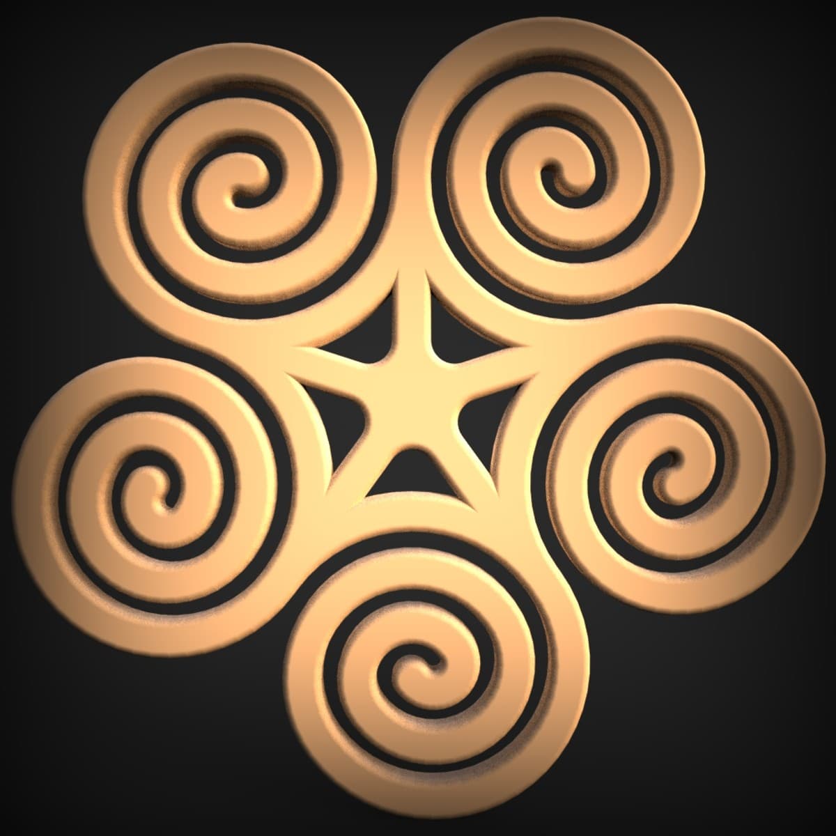 Five-Spiral Star Rosette Medallion