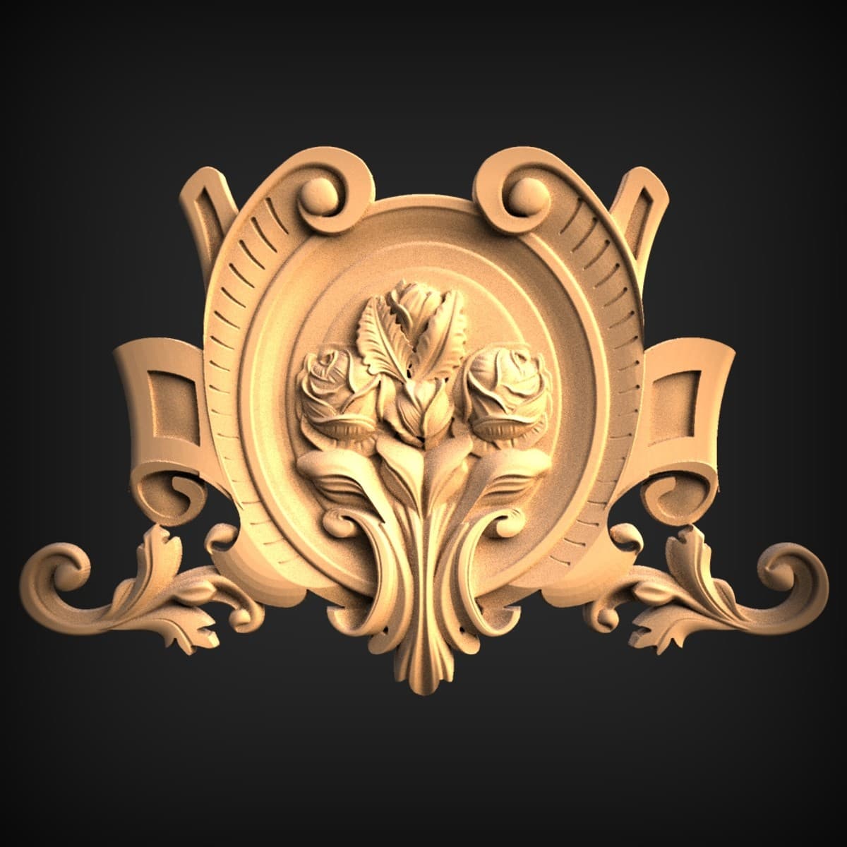 Rose And Tulip Cartouche Onlay