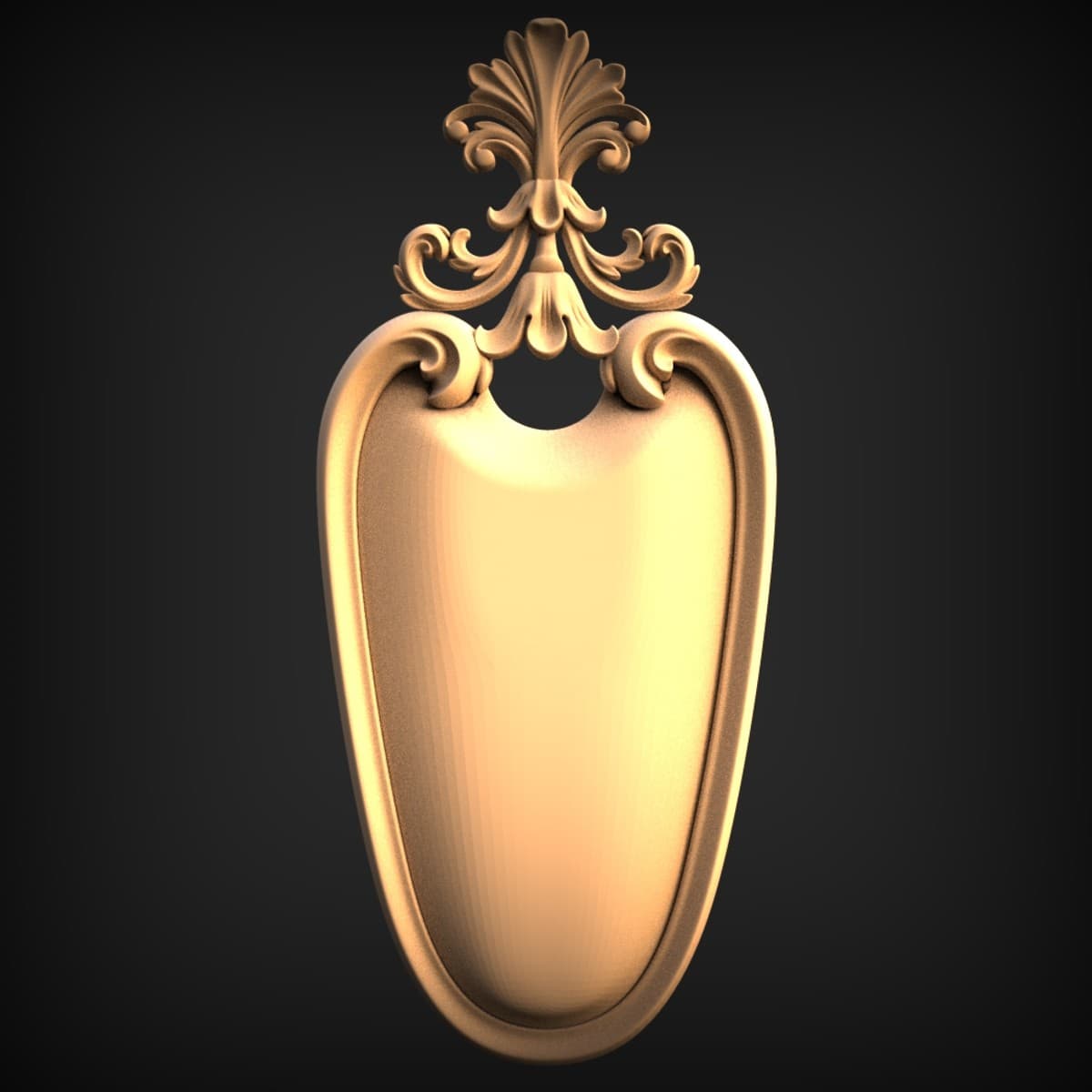 Blank Shield Acanthus Crest Plaque