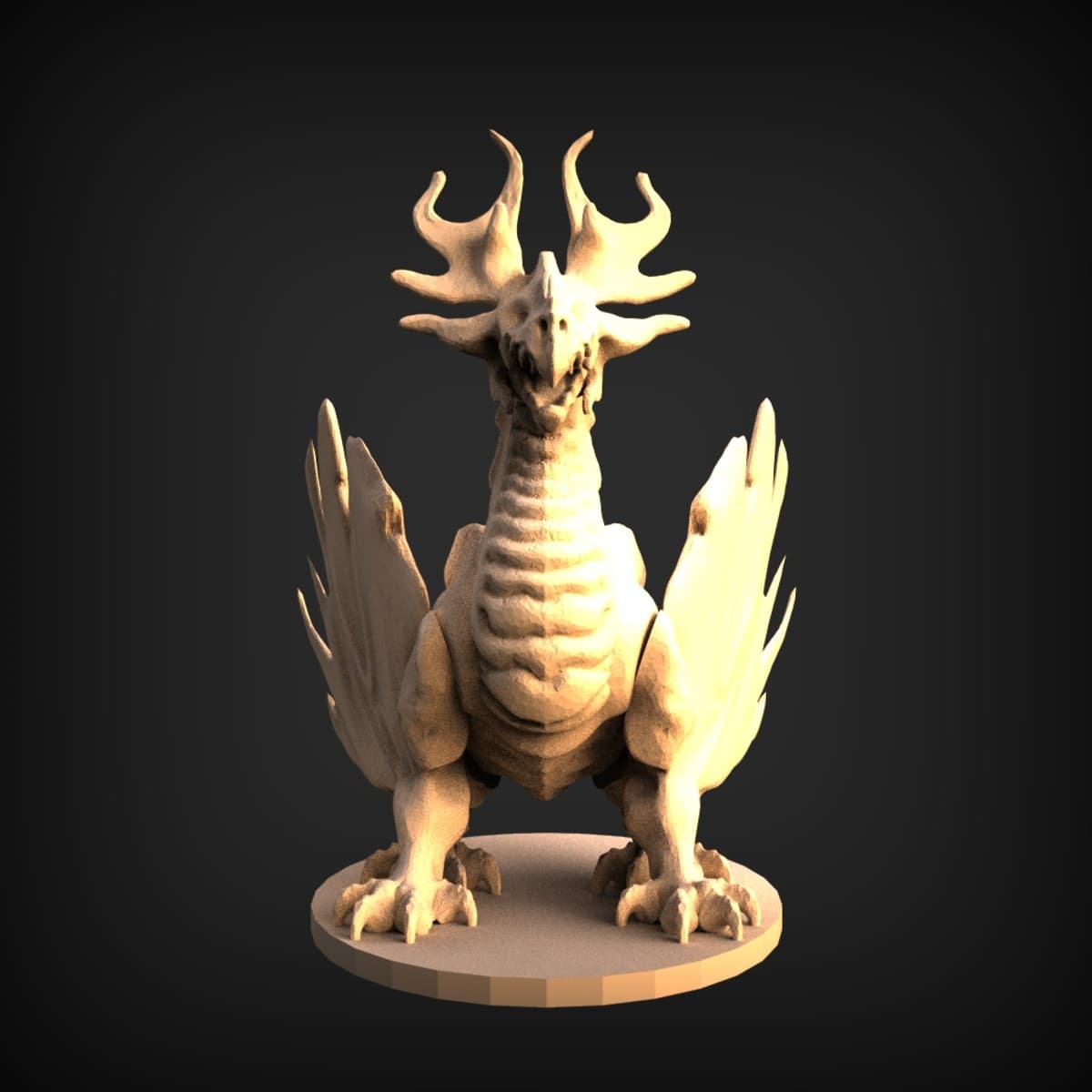 Antlered Undead-Drake Dragon Miniature