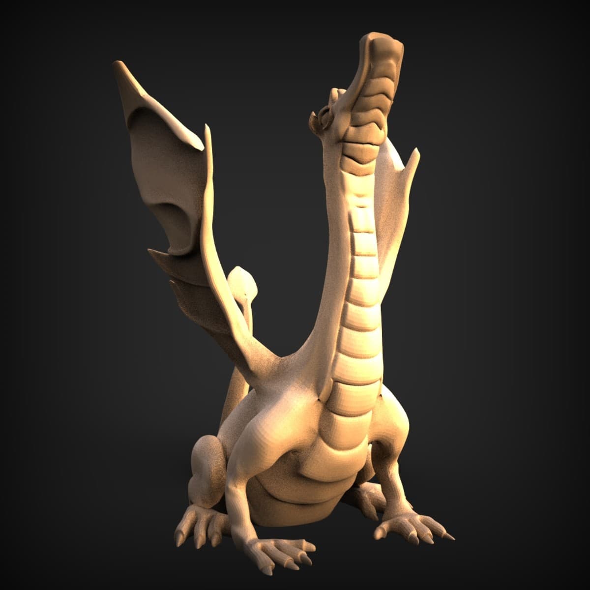Seated Winged Dragon Statue
