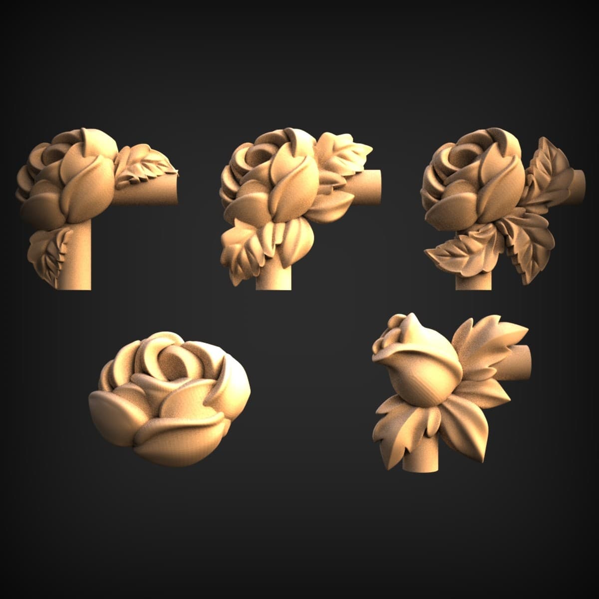 Carved Rose Corner Onlay Set