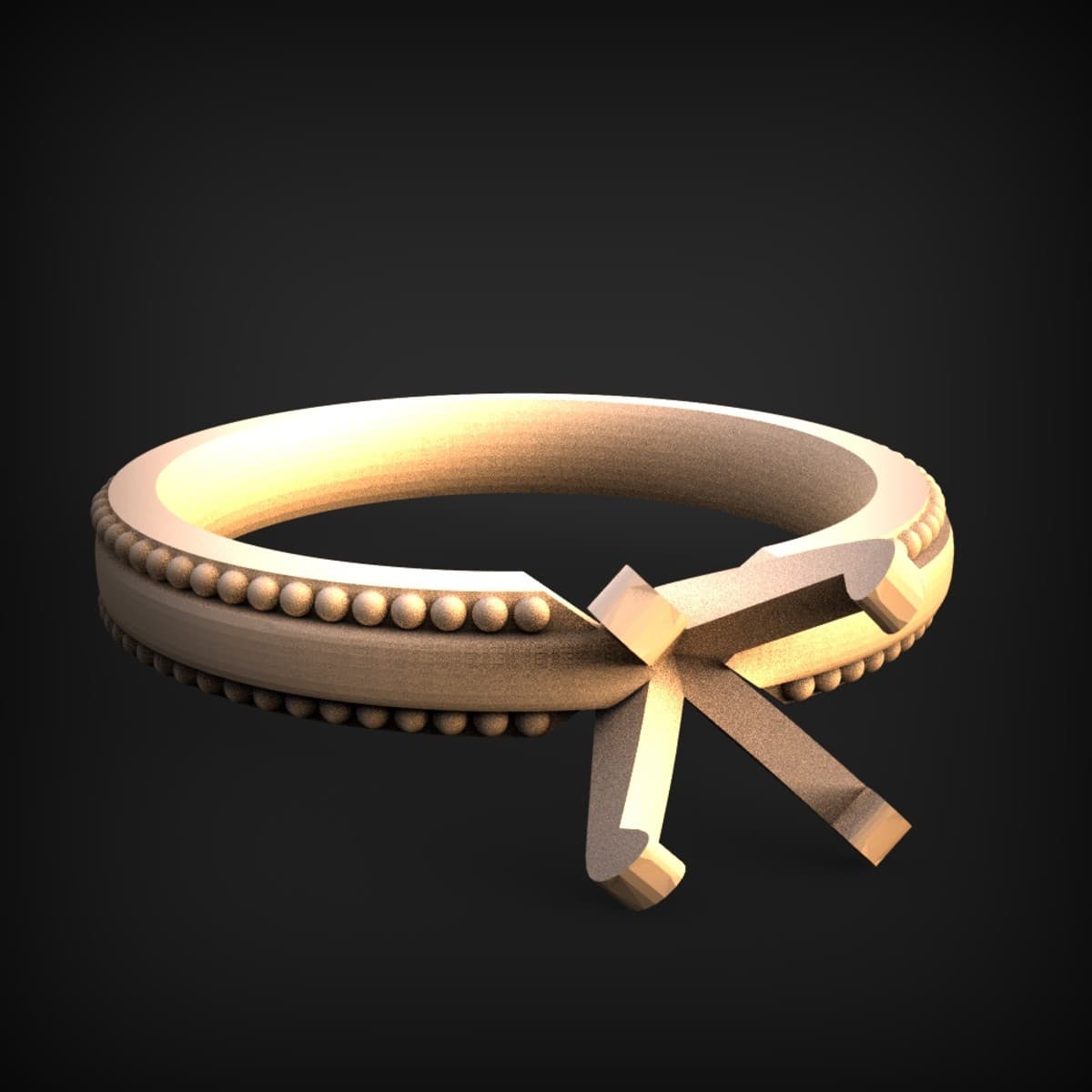 Beaded Ribbon-Bow Band Ring