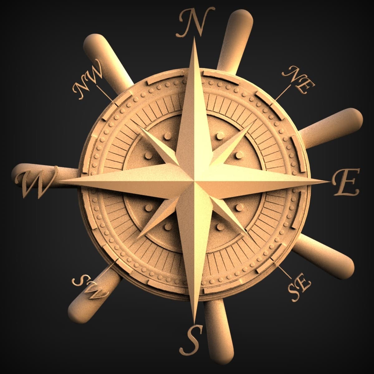 Mariner's Compass Ship's Wheel Plaque