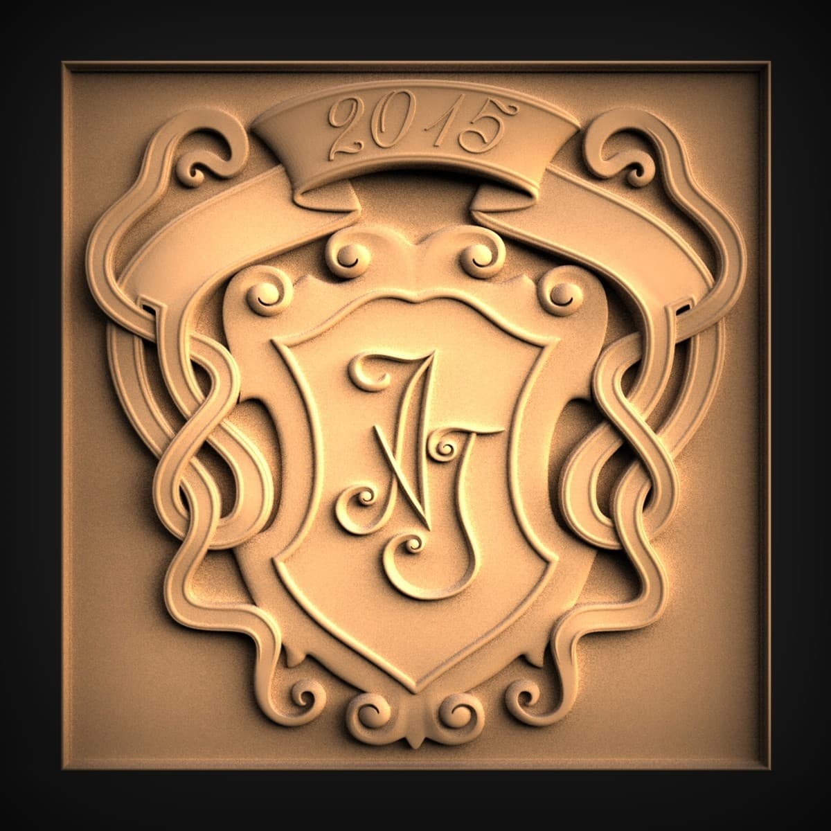 Heraldic Monogram Shield Plaque