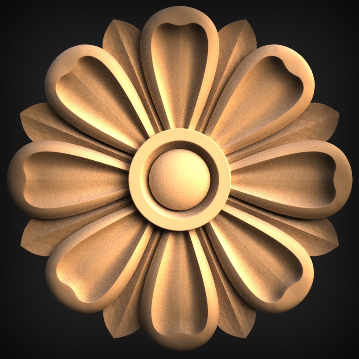 Twelve-Petal Carved Rosette