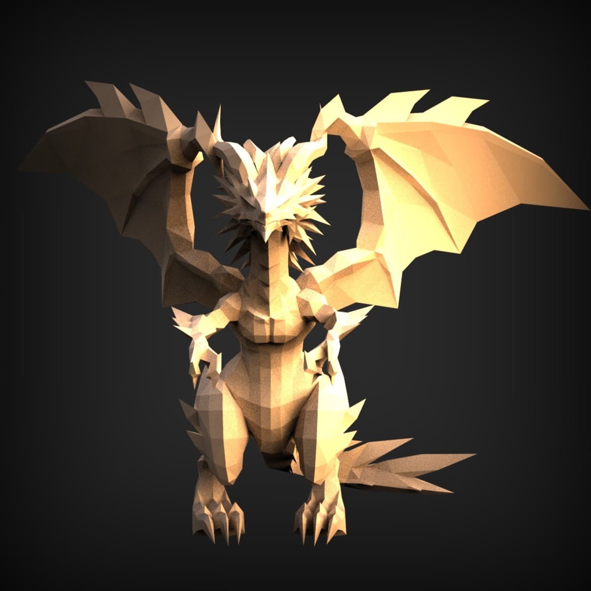 Low-Poly Winged Dragon Figure