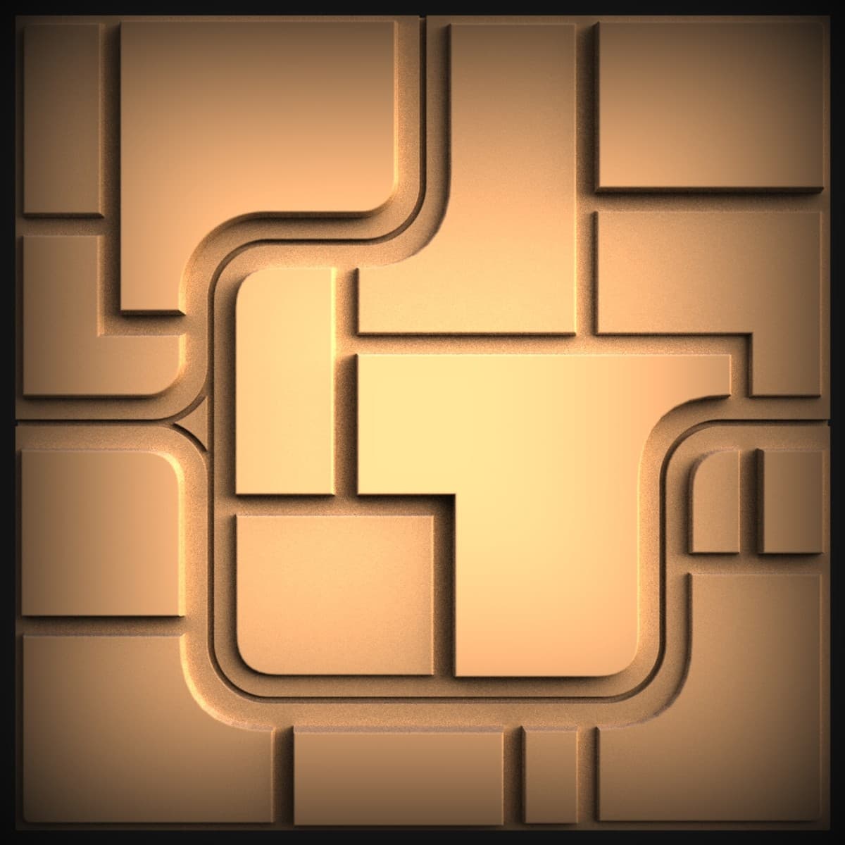 Geometric Circuit Relief Wall Panel