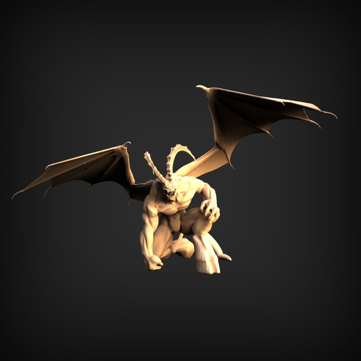 Crouching Winged Gargoyle Demon