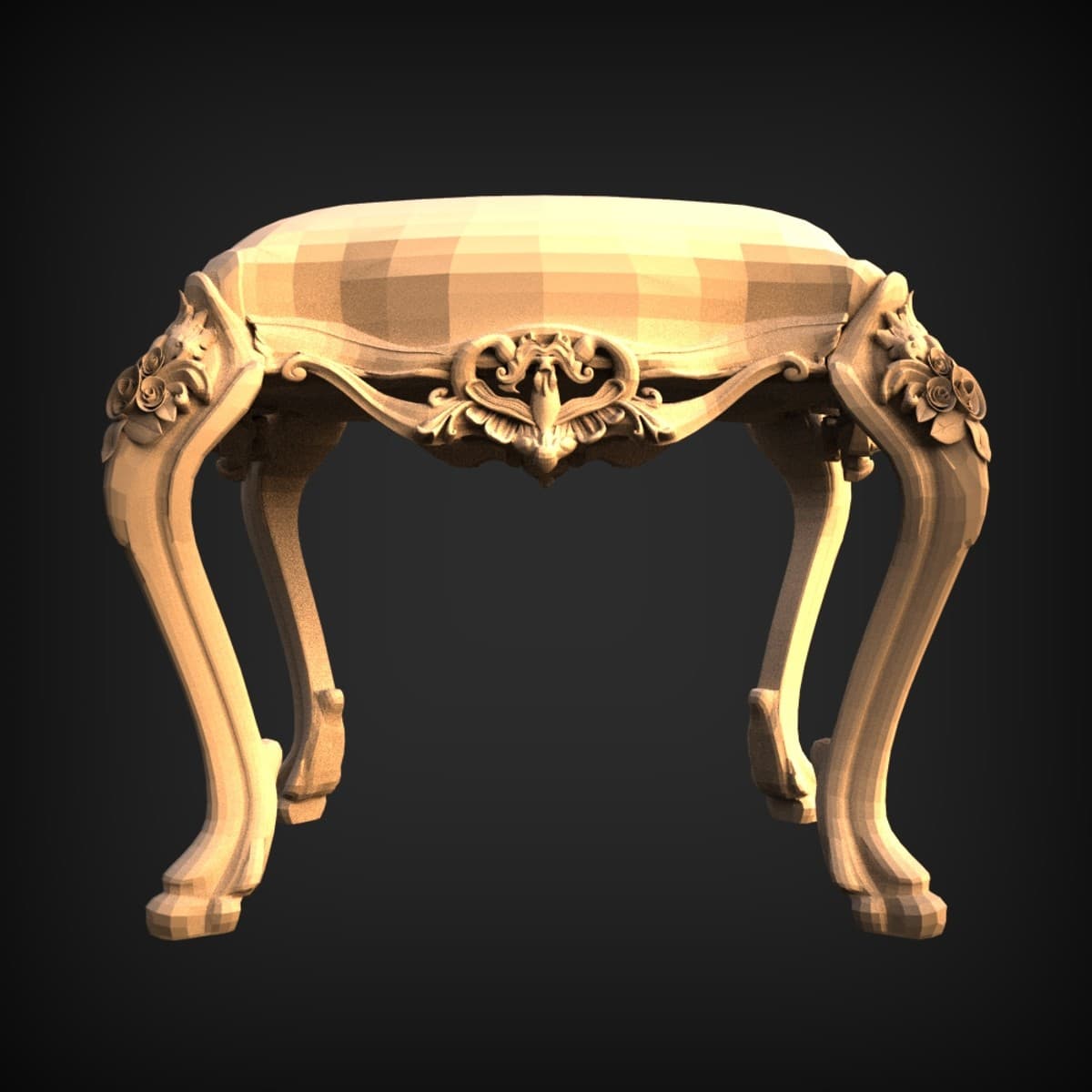 Rococo Rose Cabriole Stool Miniature