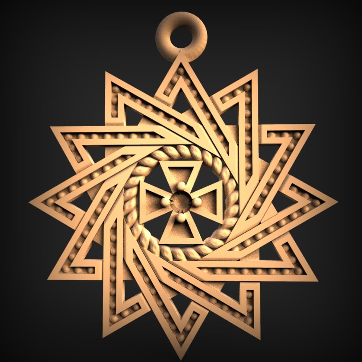 Beaded Octagram Cross Medallion Pendant