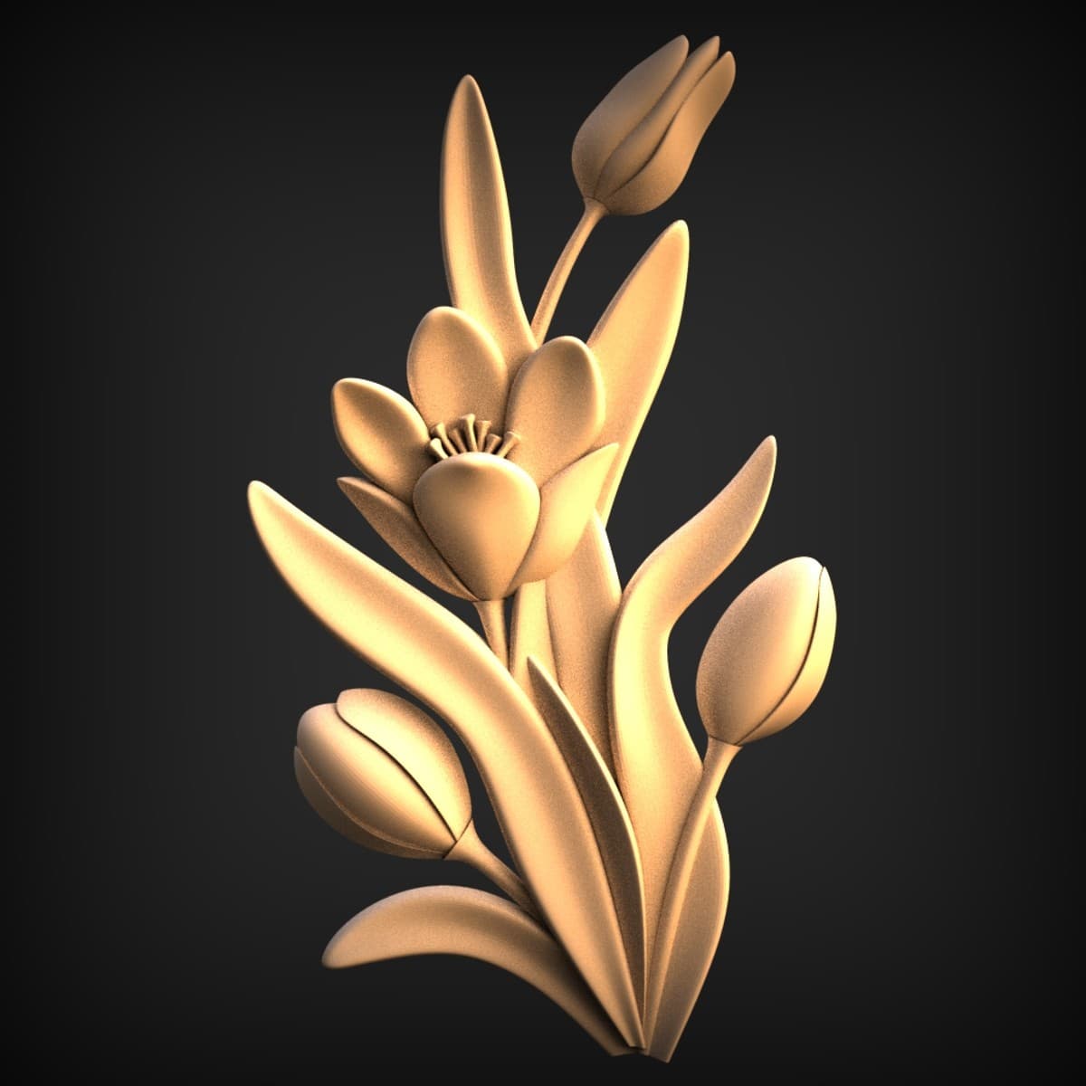 Tulip Spray Floral Relief Panel
