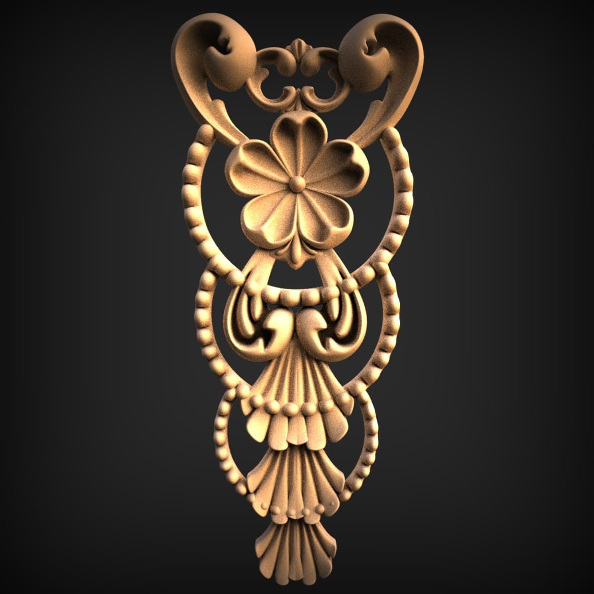 Rosette And Beaded Drop Onlay