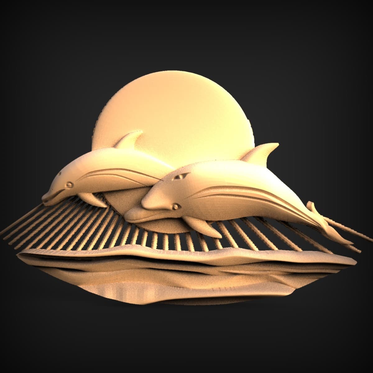 Twin Dolphins Rising-Sun Relief