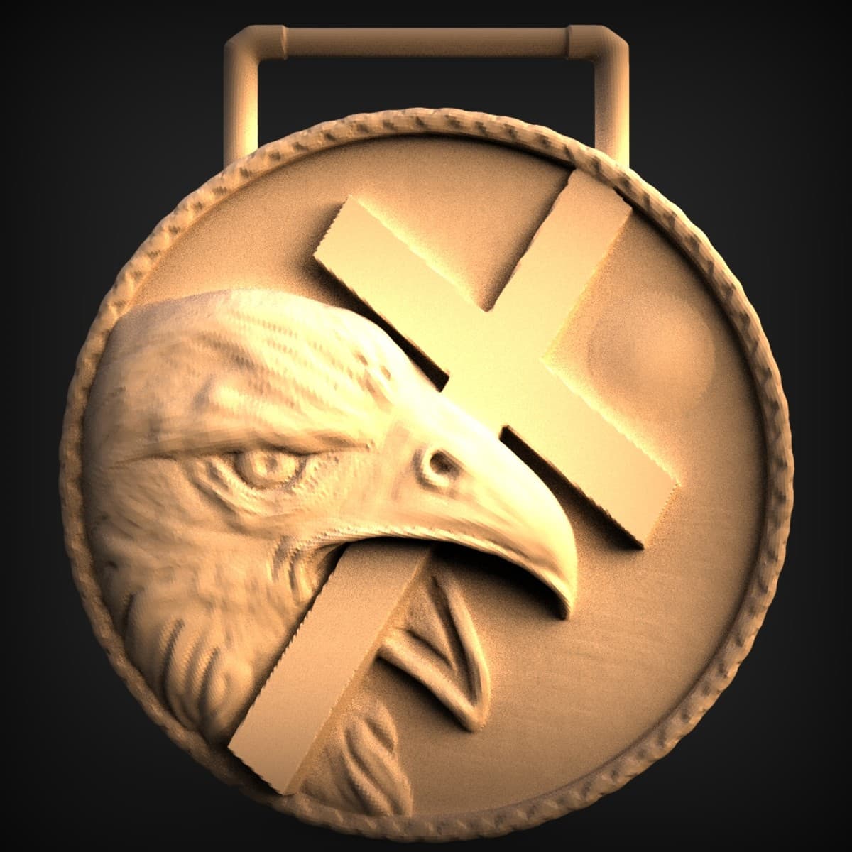 Bald Eagle And Cross Medallion