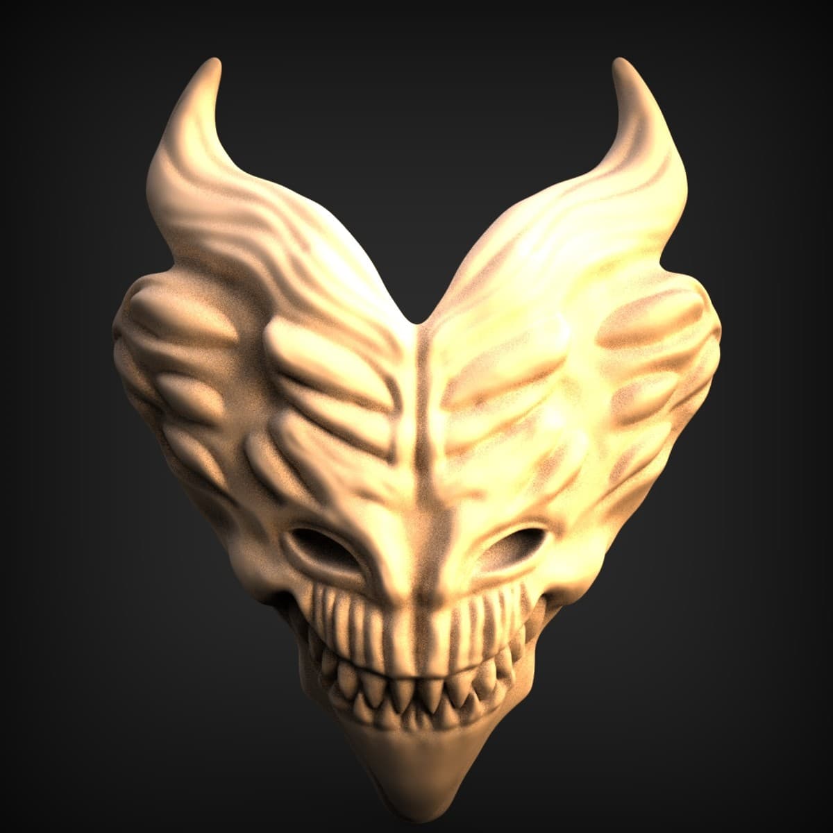 Horned Grinning Demon Mask