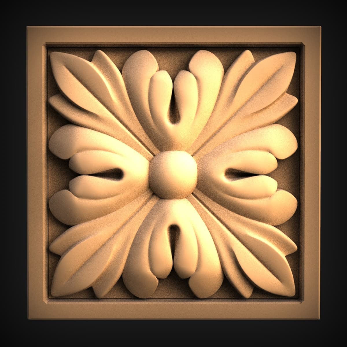 Square Petal Rosette Corner Block
