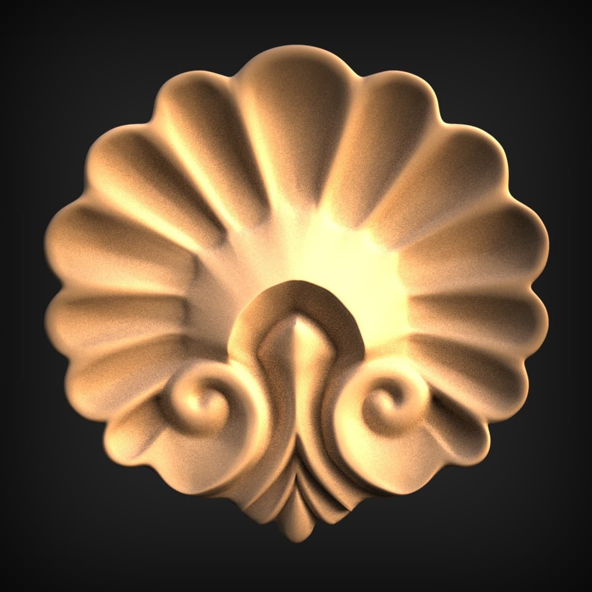 Fluted Shell Rosette Onlay