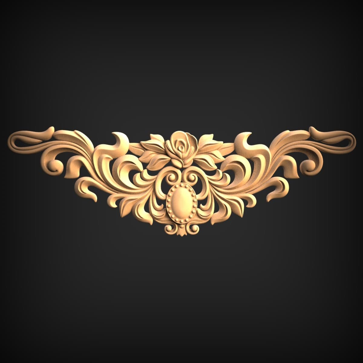 Baroque Rose Crest Horizontal Onlay