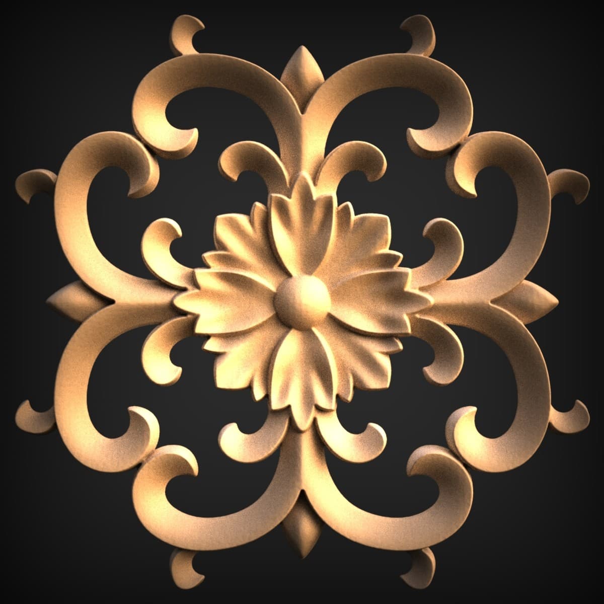 Baroque Bloom Corner-Scroll Onlay