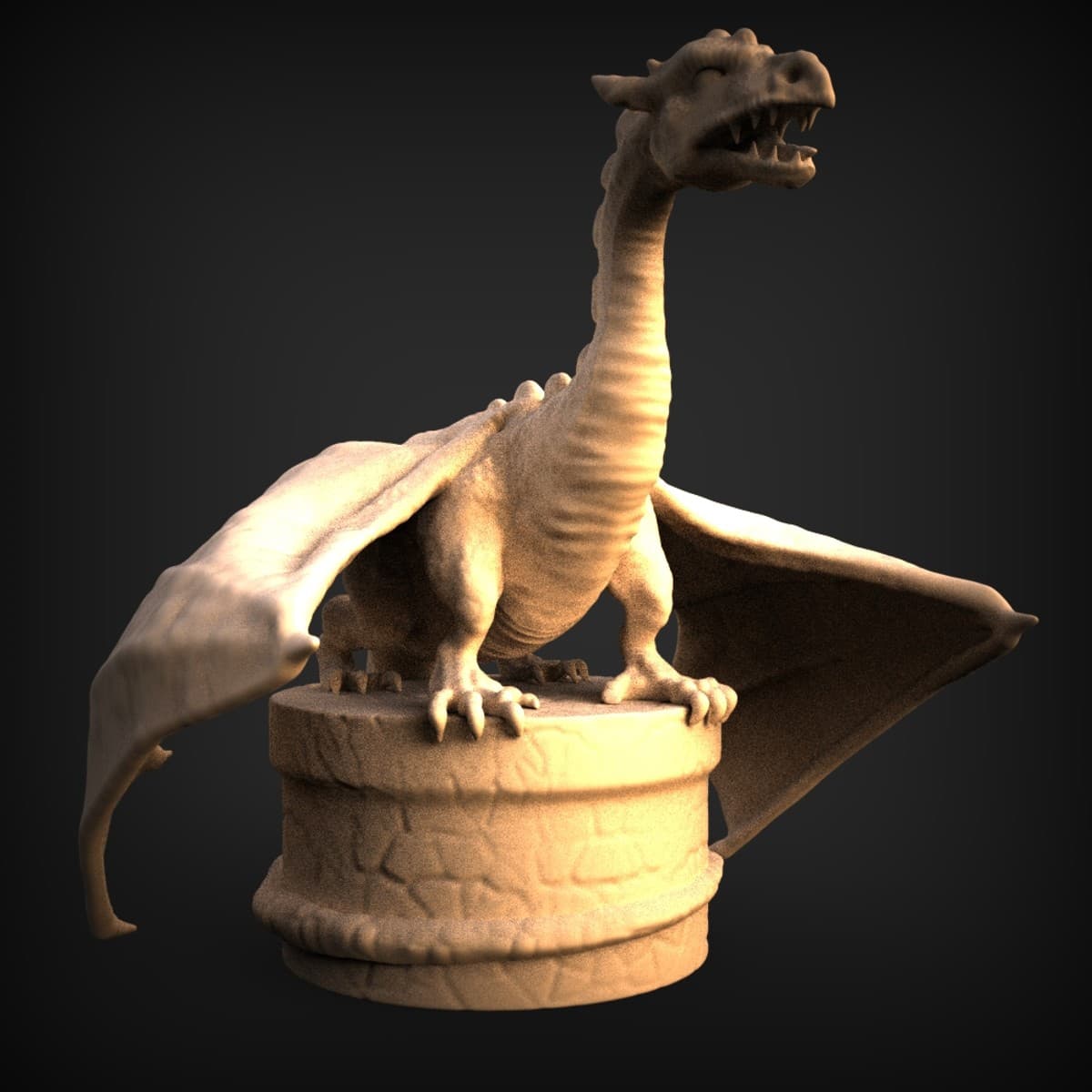 Roaring Dragon Stone Pillar Statue