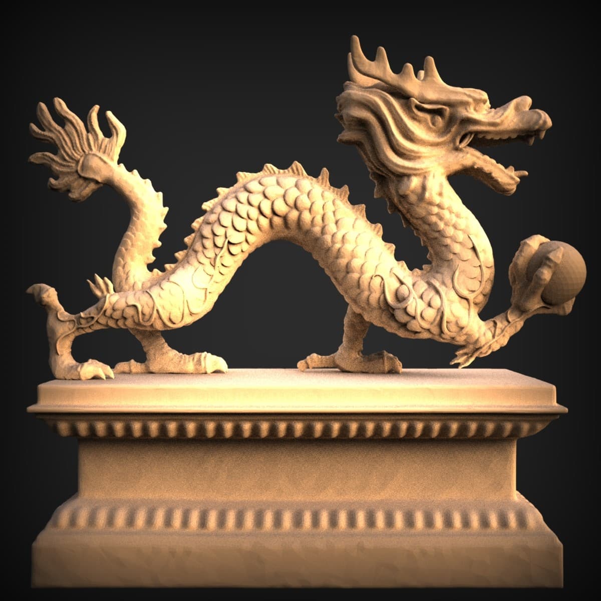 Chinese Dragon Pedestal Statue
