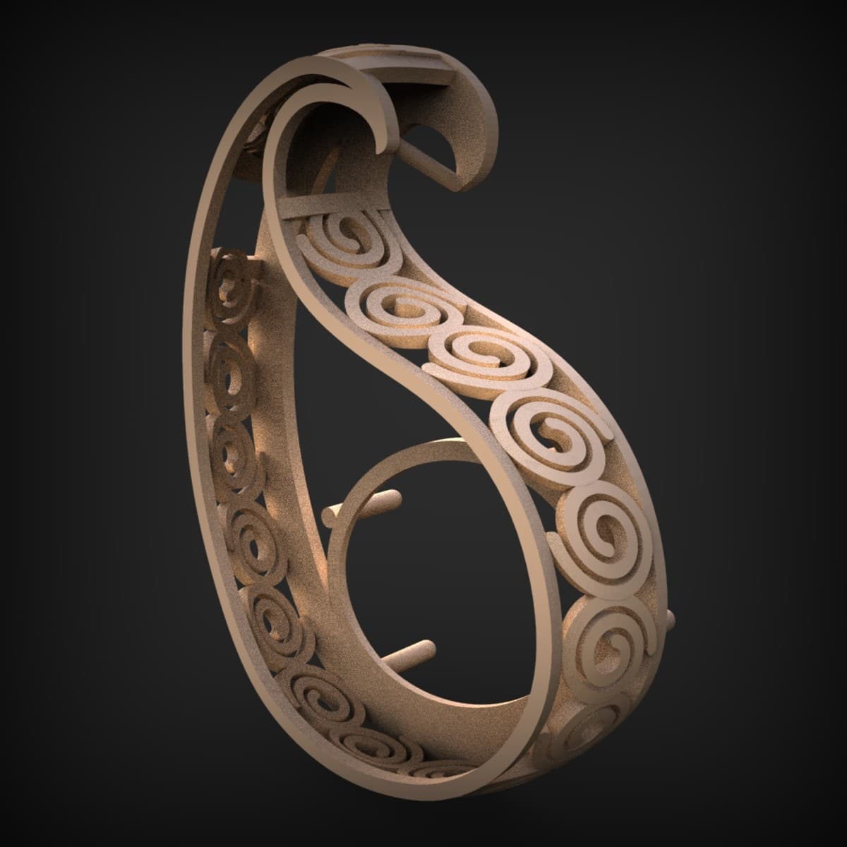 Celtic Spiral Paisley Openwork Pendant