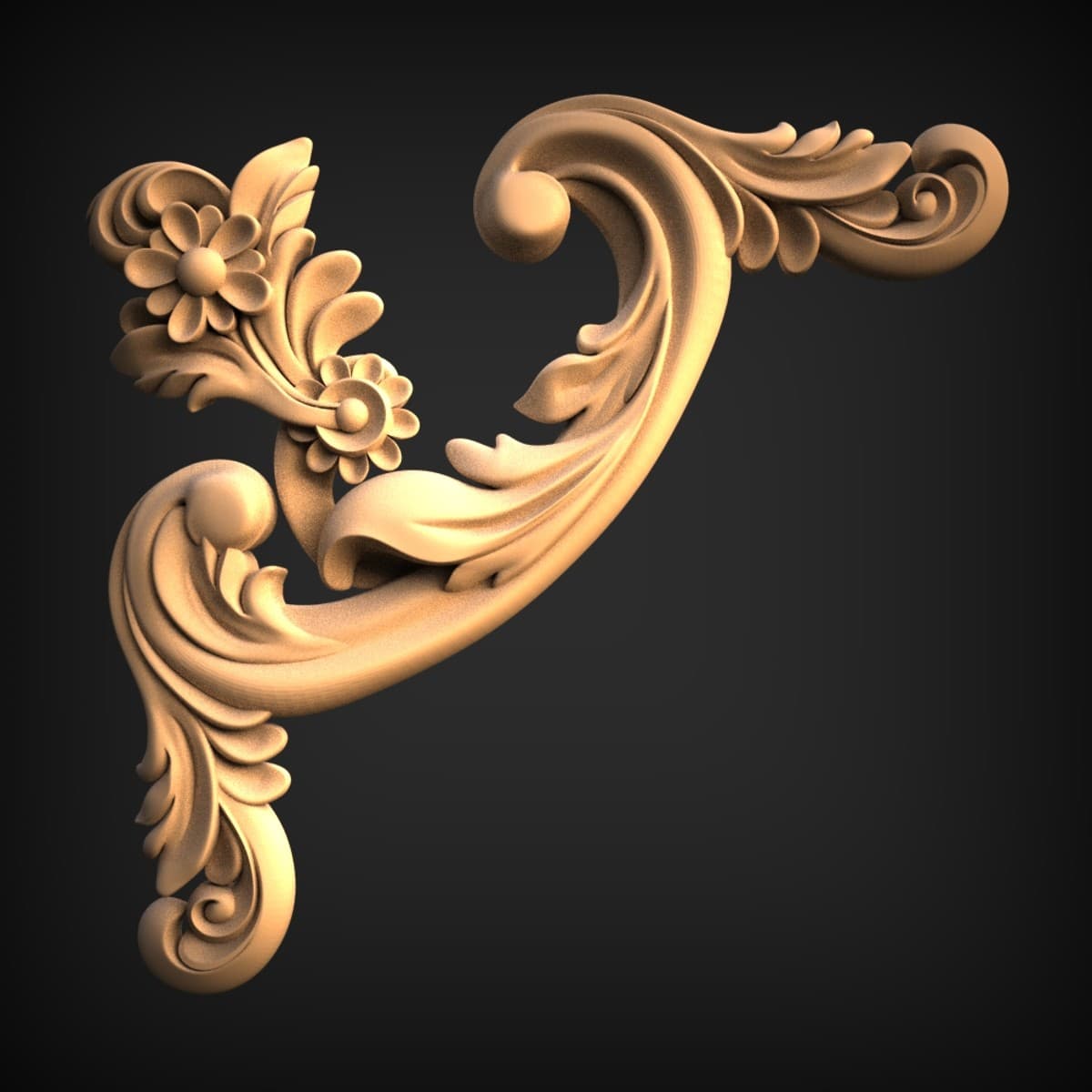 Daisy And Acanthus Corner Scroll